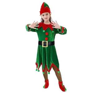 Costume de cosplay d'elfe pour filles et adultes, pas cher, en velours polyester rouge, pour Halloween, fête de fin d'année - Product Image 4