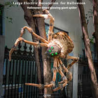 Grande araignée-loup d'Halloween de 2 m avec minuterie et yeux lumineux pour la décoration de maison hantée ou de bar