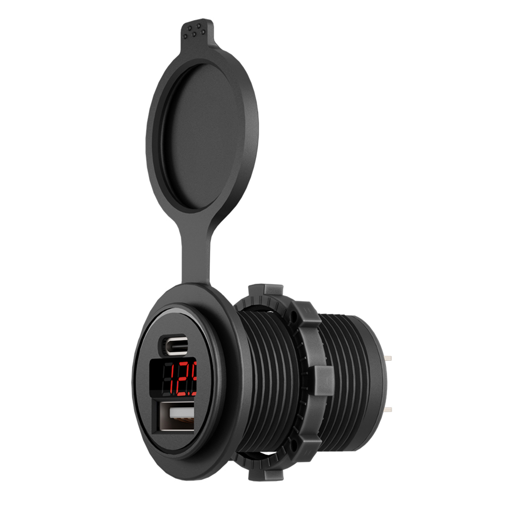 2 USB-A 5V 3,1A + Voltmètre / 4 couleurs de LED