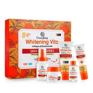 GUANJING – Kit de soins de la peau biologique 100% VC, blanchiment éclaircissant, vitamine C, soins du visage, ensemble de 5 pièces, cadeau