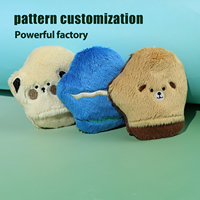 Houppette en peluche douce et moelleuse en forme de gant pour poudre libre, outil cosmétique, fabrication OEM ODM, motif personnalisé, direct usine