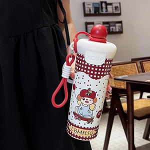 Gobelet isotherme 2026 en acier inoxydable 316 à double paroi, motif animal <span class=keywords><strong>de</strong></span> dessin animé mignon, avec paille et corde portable, cadeau d'affaires - Product Image 6