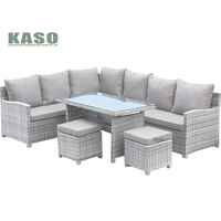 Ensemble de rotin rond en métal de luxe, canapé de spa en osier haut balcon ensemble de meubles de Patio modernes