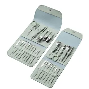 Wholesale 12/16pcs Professional Stainless Steel Nail Clipper Travel Grooming Kit Manicure & Pedicure Set