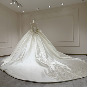 Robes de mariée en satin de luxe Xx60 avec perles et appliques en dentelle, robes de mariée Jancember - Product Image 5