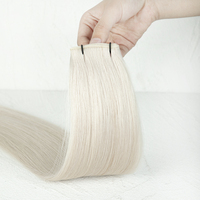 Cheveux russes vierges doublement étirés trame invisible 22 pouces mèches blondes pour salon Extensions de cheveux humains Genius Weft