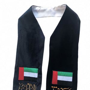 Écharpe en velours brodé de haute qualité, motif Argyle, avec nœuds, pour la Journée Nationale des Émirats Arabes Unis, conception personnalisée avec logo, vente en gros - Product Image 2