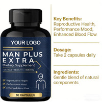ODM/OEM Polvo de Ginseng Herbal Natural y Polvo de Maca, Extracto Orgánico, Suplemento Dietético para Hombre, Cápsulas Maxman