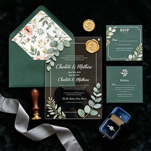 Caja de <span class=keywords><strong>Regalo</strong></span> Transparente Personalizada con Impresión Única, Tarjetas de Invitación de Acrílico para Boda, Invitación de Boda con Corte Láser de Espejo, Acrílico - Product Image 2