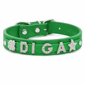 Luxury DIY Metal Diamond Alphabet Pet <b>Collar</b> Customizable Combine Pet Name Logo Removable Personalized Dog <b>Collar</b> Top Quality - Product Image 1