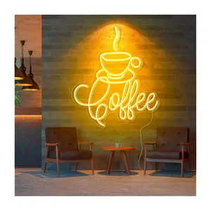 사용자 정의 네온 사인 새로운 커피 숍 로고 LED 네온 라이트 커피 모델링 간판 아트 장식 조명