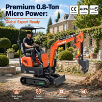 Mini-pelleuse robuste la plus compacte 0,8 tonne, nouvelle mini-pelleuse manuelle 0,8T 0,9T, mini-excavatrice chinoise de jardin avec rotoculteur