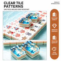 Jeu de Mahjong américain Ocean Beach, 160 tuiles, 3 couches, en résine acrylique bleue et dorée, motif phare, cadeau pour soirée de jeu en famille, personnalisé