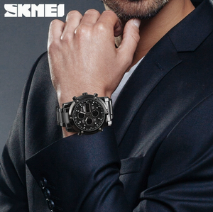 Montre Fenyi multifonctionnelle étanche à double affichage, bracelet en acier, haute qualité, tendance, pour homme - Vente en gros - Product Image 6
