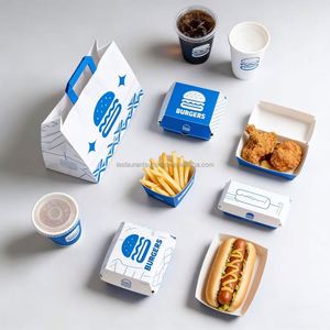 Boîtes en papier personnalisées pour hamburgers, frites, ailes de poulet frites, emballages pour collations à emporter, contenants pour la restauration rapide, boîte à emporter pour hamburgers et poulet - Product Image 2