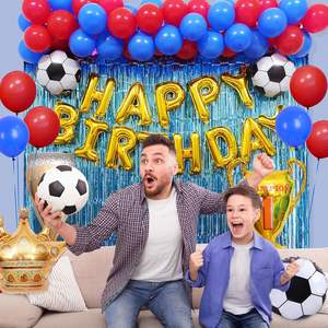 97 Piezas de Decoración para Fiesta de Cumpleaños con Temática de Fútbol, Kit de Arco de Globos Azules y Rojos para Niños, Fondo para Habitación, Suministros de Globos de Fútbol - Product Image 4