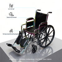 Fauteuil roulant manuel pliable, détachable et réglable pour personnes handicapées, prix de gros et fabrication OEM disponibles, directement de l'usine