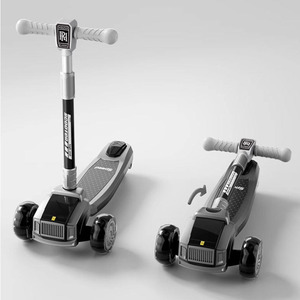 สกู๊ตเตอร์เด็ก สีแดงและสีเทา ปรับความสูงได้ พับเก็บได้ สำหรับเด็กอายุ 3-6 ปี - Product Image 3