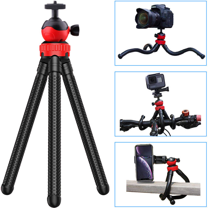 Hongdak 360 Degree Fluid Head Tripod Stabilizer Aluminum with Phone Holder for Phone Tripod Monopod Selfie Remote Stick