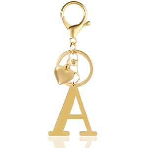 Stile europeo americano nuovo 26 alfabeto portachiavi a forma di cuore in acciaio inossidabile ciondolo Versatile <span class=keywords><strong>chiave</strong></span> decorazione personalizzata - Product Image 5
