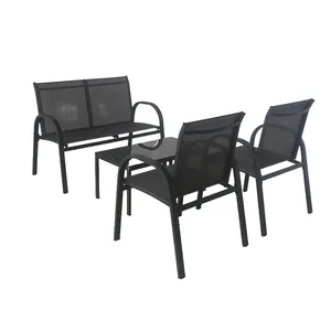 Melhor preço aço quadro pátio mesa e cadeira conjunto mobiliário ao ar livre definido para varanda