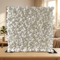 Rouleau mural floral 3D en soie toucher réel, roses artificielles miniatures blanches et rose vif, fleurs sauvages écologiques pour toile de fond de mariage printanière
