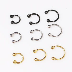 Stainless Steel C-Bar Ring Ear Cartilage <b>Stud</b> Lip <b>Nose</b> Nipple Piercing Jewelry Unisex U-Shaped Ball Design - Product Image 2