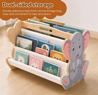 Étagère à livres en bois pour enfants en forme d'éléphant, bibliothèque en bois à 4 niveaux double face, rangement de livres orienté vers l'avant pour chambre d'enfant et salle de jeux