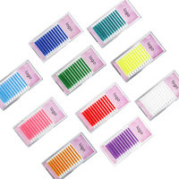 Extensions de cils colorées bleues, vertes, rouges, grises, jaunes, blanches, violettes, roses, noires, vente en gros