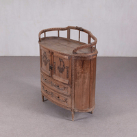 Aparador de Estilo Luis XVI Francés con Rieles Tallados a Mano, Mueble de Madera Maciza Curvada de 2 Puertas y 2 Cajones, Buffet Vintage