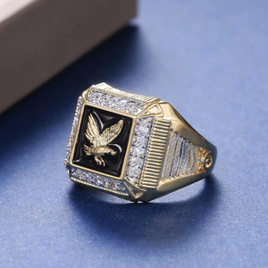بسعر الجملة من المصنع خواتم رجالي ذهبية على شكل النسر مرصعة بالألماس خواتم رجالي ذهبية - Product Image 4
