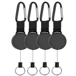 Móc Chìa Khóa Nặng Có Thể Thu Gọn, Cuộn Huy Hiệu Tùy Chỉnh Có Thể Thu Gọn Với Dây Thép 26 <span class=keywords><strong>Inch</strong></span> Cho Móc Khóa Thẻ Tên Id, Màu Đen - Product Image 6