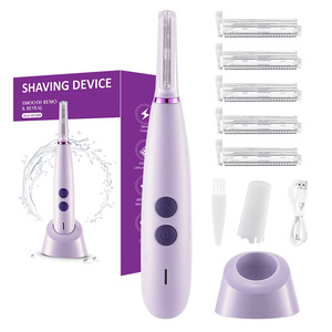 Electric <b>Shaver</b> For <b>Women</b> Waterproof Rechargeable Facial Hair Remover With 5 Replaceable Blades And Charging Base - Product Image 1