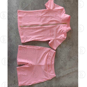 Set Estivo <span class=keywords><strong>di</strong></span> Alta Qualità per Donna: Giacca con Zip a Manica Corta, Fascia per Capelli e Pantaloncini, Completo Sportivo Personalizzato <span class=keywords><strong>in</strong></span> Due Pezzi - Product Image 4