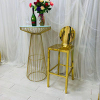 Chaise et table de tabourets de bar d'acier inoxydable d'or de haute qualité pour le mariage