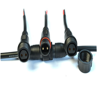 Kabel Daya 2 Pin Berulir dengan Soket Betina dan Konektor Sekrup, Kabel Merah Hitam untuk Kamera CCTV dan Suplai Driver LED