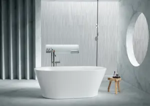 Bañera de hidromasaje de acrílico con diseño de moda, bañera de baño blanca independiente, duradera, 15 años, OEM/ODM Experience