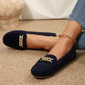Mocasines Azul Marino para Mujer, Novedad 2025, con Decoración de Cadena Dorada, Zapatos Planos Cómodos para Uso Diario y de Oficina - Product Image 4