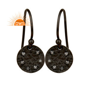 White Topaz Gemstone <b>Set</b> Earrings Designer Black Oxidized 925 Silver Women's Dangle Earrings <b>Jewelry</b> Manufacturer - Product Image 1