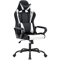 Chaise de jeu E-sports bleue, dossier haut, inclinable, appui-tête, coussin, hauteur réglable, pivotante, en cuir, ergonomique, chaise de bureau pour la maison