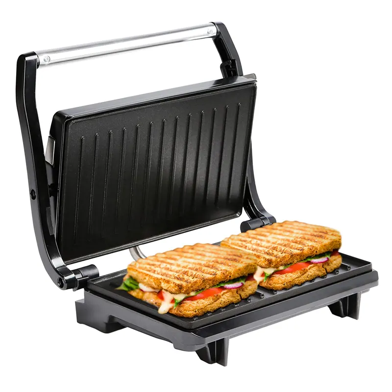 Grill panini électrique à 2 tranches, presse-Sandwich, avec couvercle supérieur en acier inoxydable, pour la maison