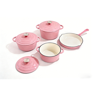Juego de utensilios de cocina coloridos de <span class=keywords><strong>hierro</strong></span> fundido esmaltado, juego de <span class=keywords><strong>ollas</strong></span> para leche y sartenes para cocinar - Product Image 6