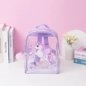 Mini filles clair Transparent étanche à l'eau sacs à dos PVC enfants école sac à dos sac de voyage