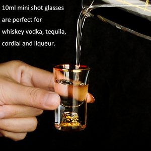 Verre à shot miniature en cristal de 10 ml et 15 ml pour bar, club, fête, <span class=keywords><strong>d</strong></span>écoré de paillettes <span class=keywords><strong>d</strong></span>'<span class=keywords><strong>or</strong></span> 24 carats pour whisky, tequila, <span class=keywords><strong>vodka</strong></span> - Product Image 5