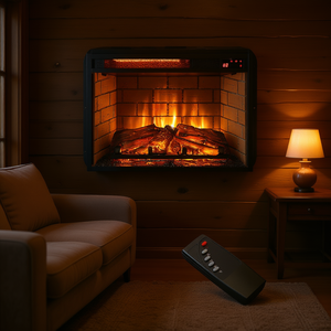 Chimenea Eléctrica Empotrable de 23 Pulgadas con Calefactor de Cuarzo Infrarrojo, Versión con Leños, Montaje en Pared, Control Remoto, Calefacción Integrada - Product Image 2