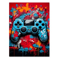 Tableau sur toile coloré de manette de jeu, affiche de jeu graffiti Art Déco, impression de manette de jeu pour la décoration murale de chambre de garçon gamer