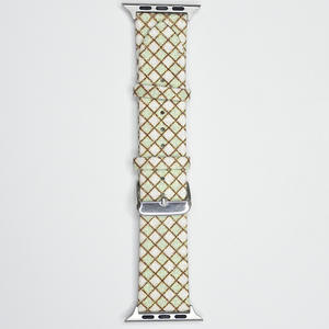 Convient pour Apple Watch Series 9/8/7/6/5/4/3/2/1, bracelet en cuir style pailleté avec fermoir métallique tendance. - Product Image 5