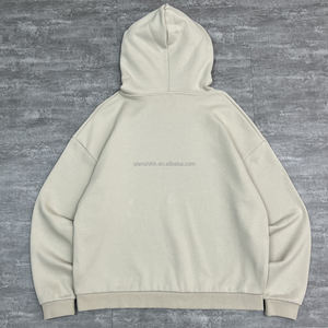 Diseño de diseñador Flock Print Pullover Hoodie Cotton Boxy Drop Shoulder Hoodie Unisex Heavyweight Oversized Hoodies Fabricante - Product Image 3