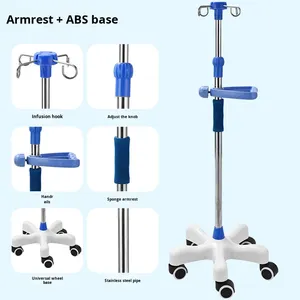 Soporte de infusión Soporte de goteo móvil de acero inoxidable engrosado Soporte de infusión de acero inoxidable ajustable portátil para uso hospitalario - Product Image 4