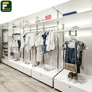 Clothing Display Rack With <b>Acrylic</b> Panels Garment Stand Retail Apparel Fixture Design - Product Image 5